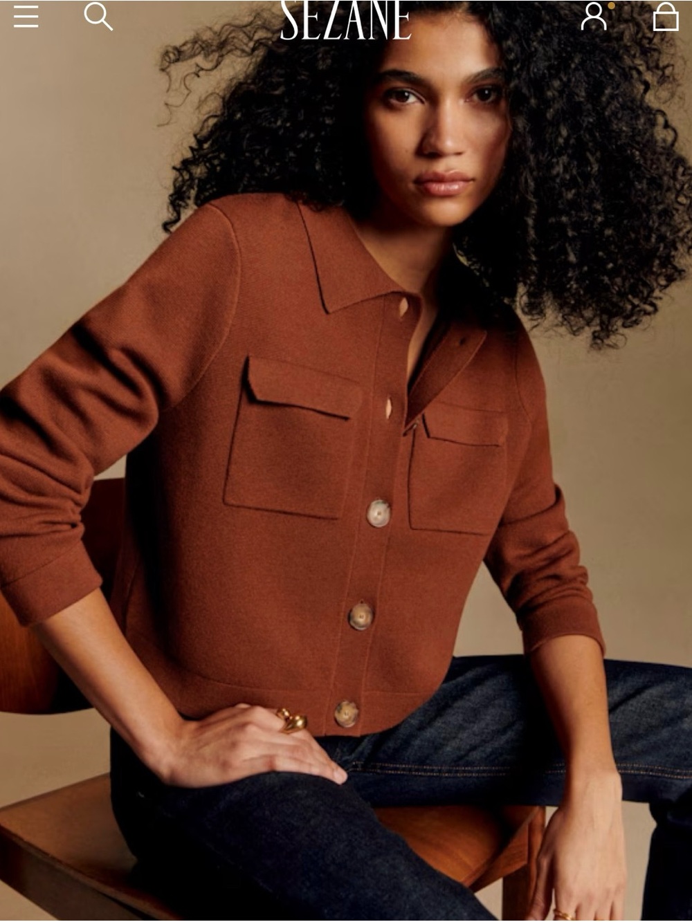 Brown Button-Front Jacket